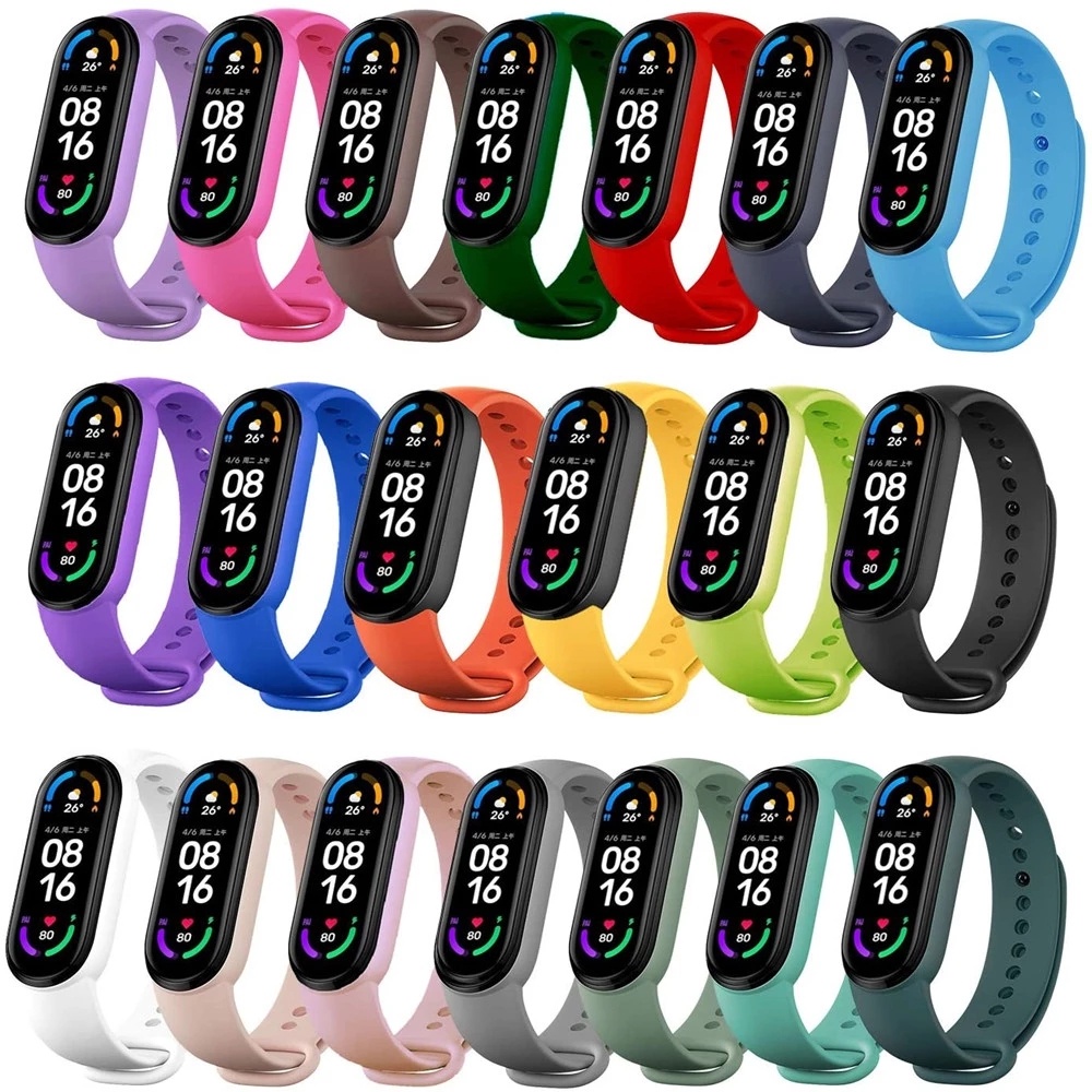 Dây Đeo Thay Thế Chất Liệu Silicon Màu Trơn Cho Xiaomi Mi Band 7 Mi Band 7