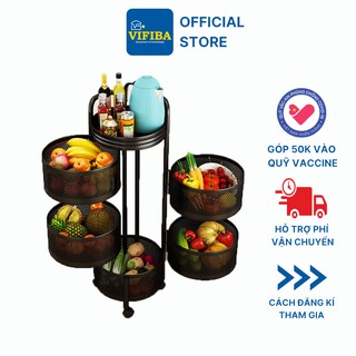 Kệ Xoay 360 Độ VIFIBA Đa Năng, Dạng Tròn, Sơn Tĩnh Điện, Thép Không Gỉ, Tủ Đựng Đồ Nhà Bếp Thông Minh