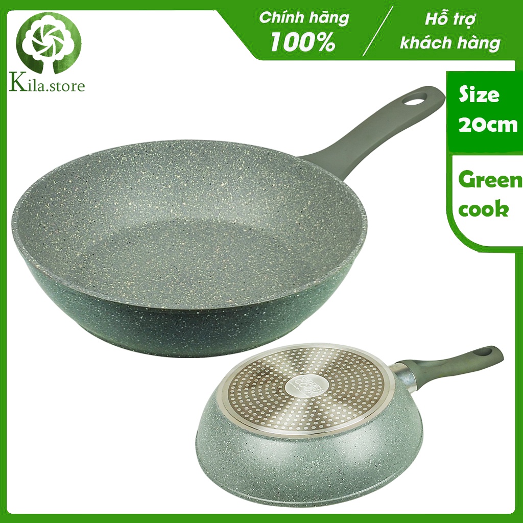 Chảo chống dính sâu lòng Greencook - Gcp02-20IH 20Cm Dùng được mọi loại bếp