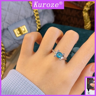 Nhẫn Hở Đính Đá Xanh Lam Kuroze Pt950 Tám Trái Tim Và Tám Mũi Tên Thanh Lịch