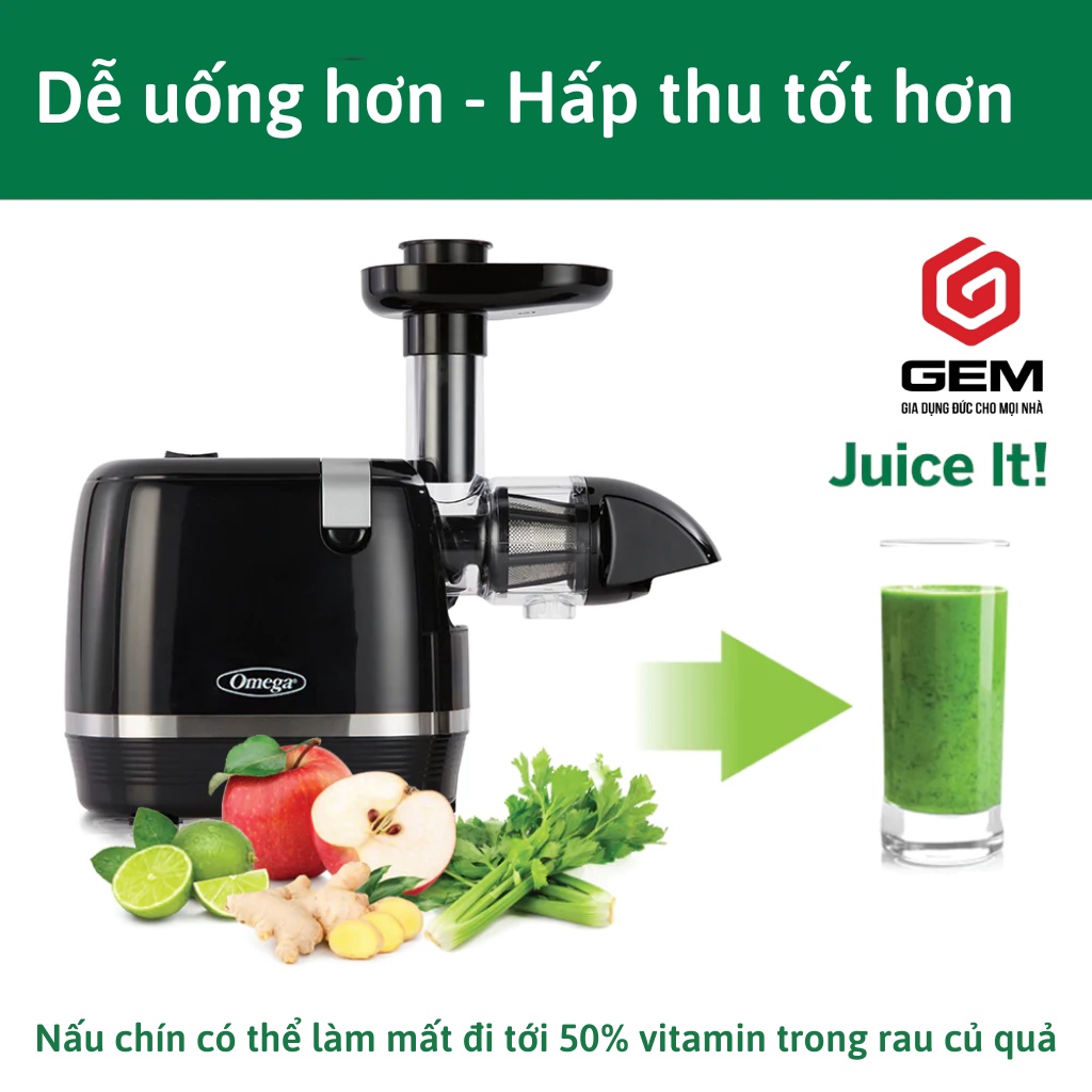 Máy ép chậm trục ngang OMEGA H3000 - Máy ép trái cây Chính hãng, Bảo hành 3 năm