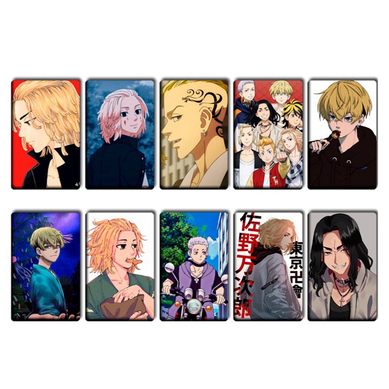 Set 10 Thẻ Dán Hình Anime Tokyo Revengers Trang Trí