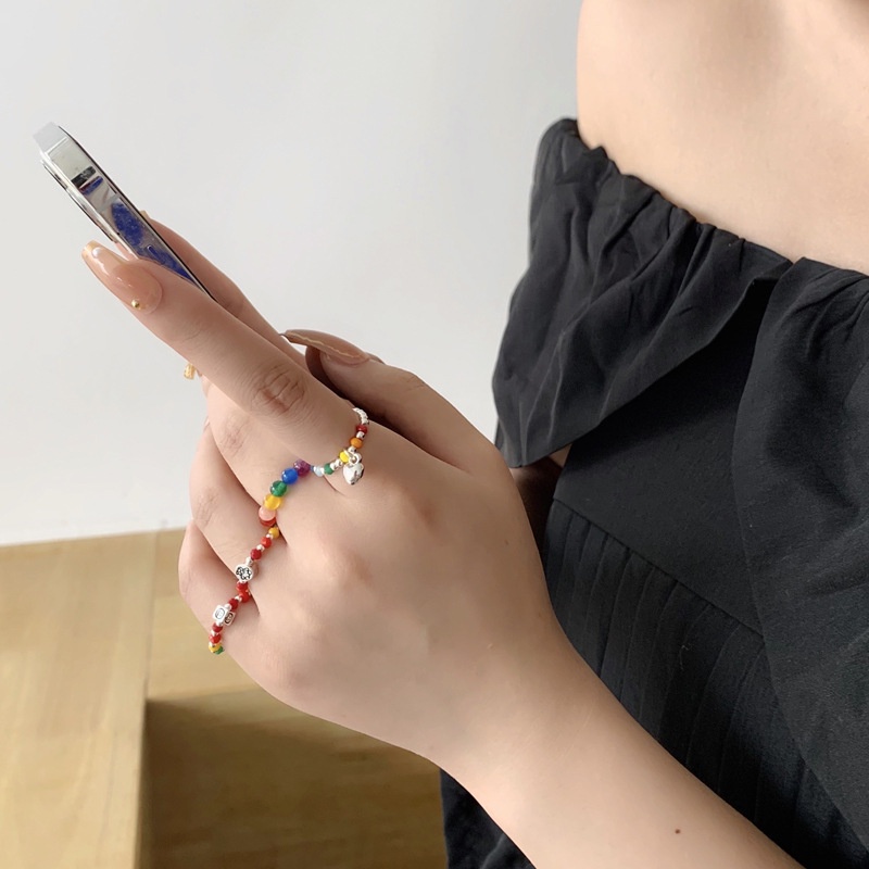Nhẫn MặT HìNh Chú GấU ĐíNh HạT NhiềU MàU ThờI Trang