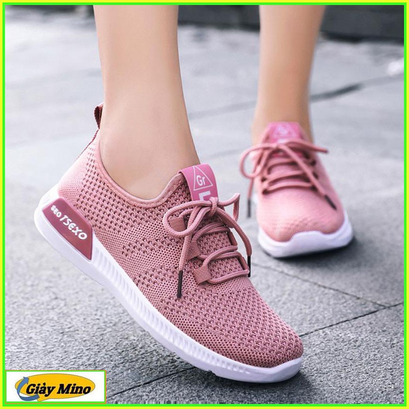 Giày Sneaker Nam Nữ Màu Hồng Phấn Shop Mino Siêu Thoáng Khí, Êm Chân