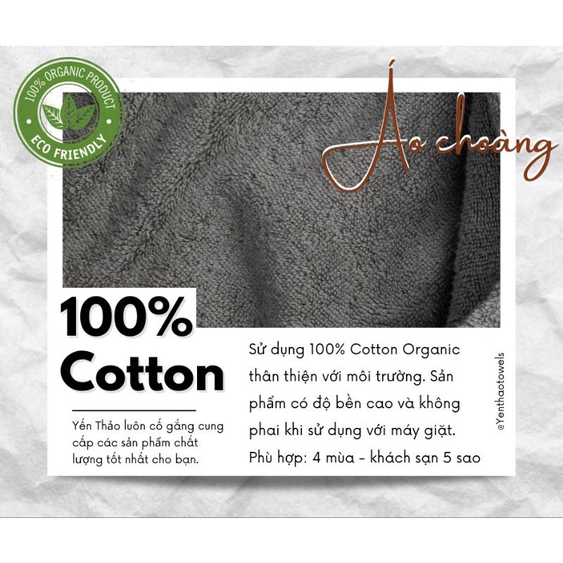 Áo Choàng Tắm Khách Sạn 900gram Chất Cotton Organic Mềm Mại Kiểu Dáng Unisex Nam Nữ Sang Trọng Hiện Đại
