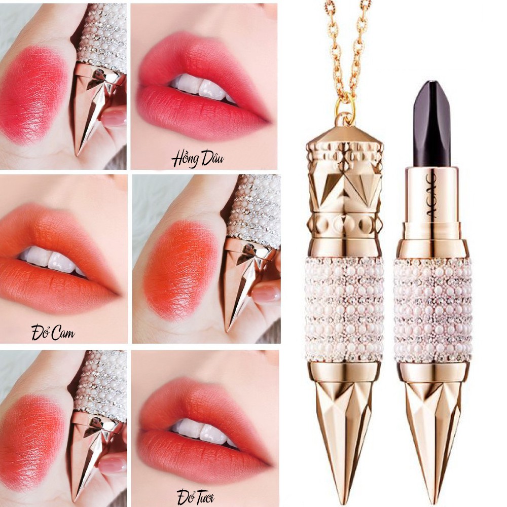 Son Môi AGA Chất Lì Mịn Môi Thiết Kế Sang Trọng - Son Thỏi Trang Điểm 3 Màu Trong 1