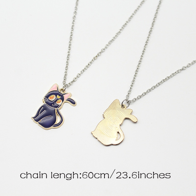 Bộ 2 Vòng cổ Đôi Hình Mèo Hoạt Hình Màu Xanh Dương/ Trắng Dành Cho Cặp Đôi
