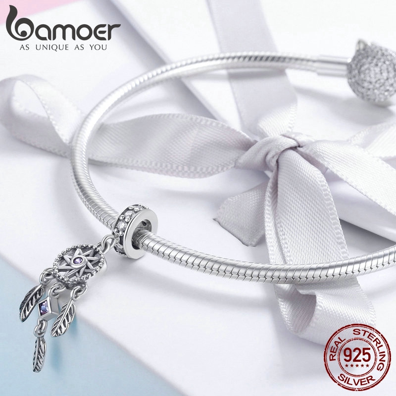 Hạt Phụ Kiện Bamoer SCC841 Bằng Bạc 925 Hình Dreamcatcher Sang Trọng