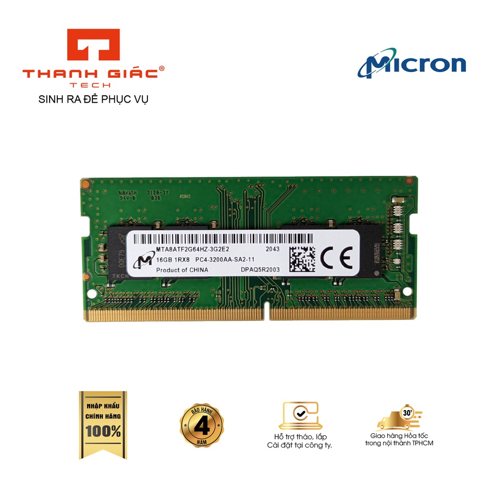 Ram Laptop DDR4 Micron 16GB Bus 3200MHz Nhập Khẩu Chính Hãng