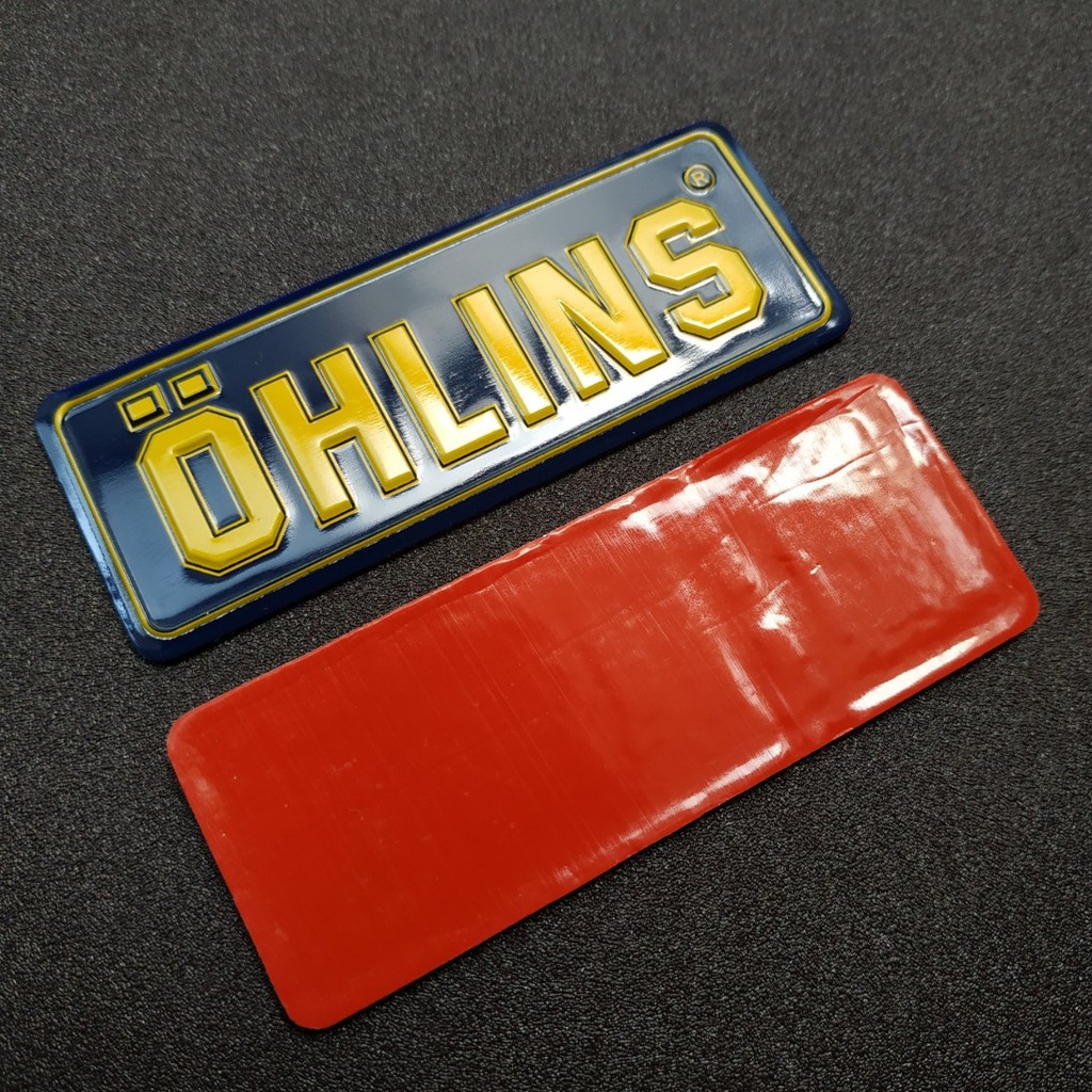 Tem nhôm dán Pô Ohlins 8x3cm