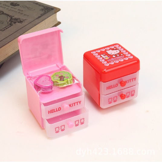 Set tẩy kitty kèm hộp có ngăn kéo T100 gôm cute dễ thương