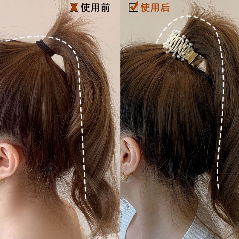 Kẹp Tóc Đuôi Ngựa Đính Đá Kim Loại Phong Cách Thời Trang Hàn Quốc