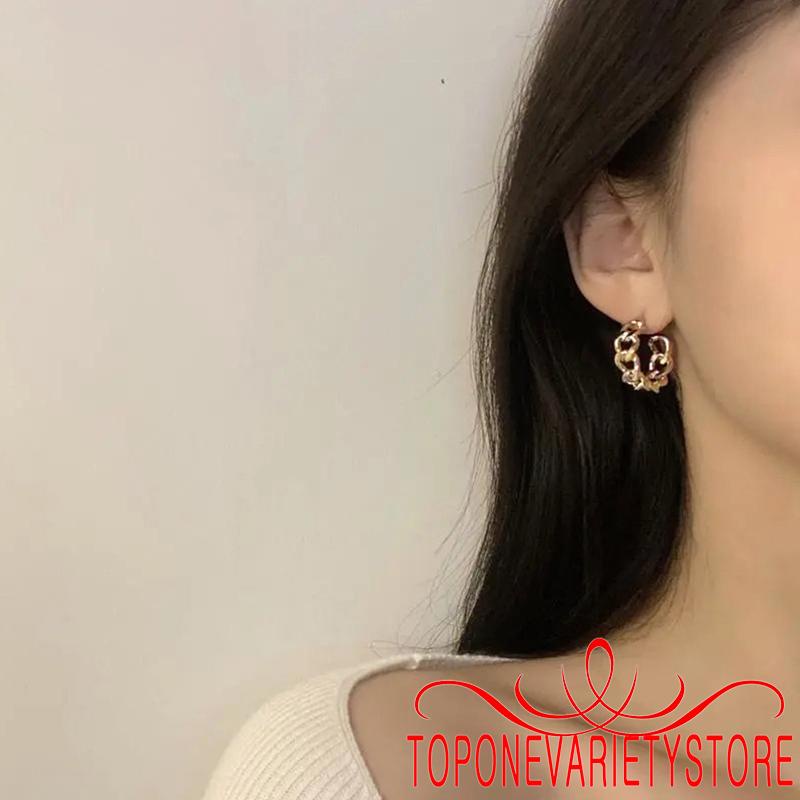 Bông tai hình chữ C màu vàng thời trang cho nữ