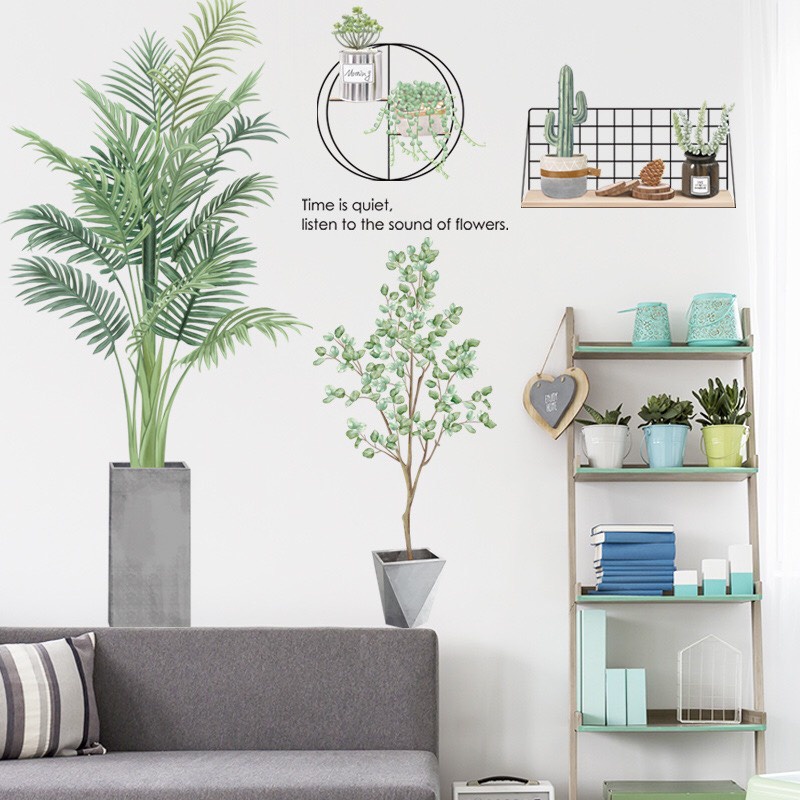 Decal dán tường cây cau  cảnh