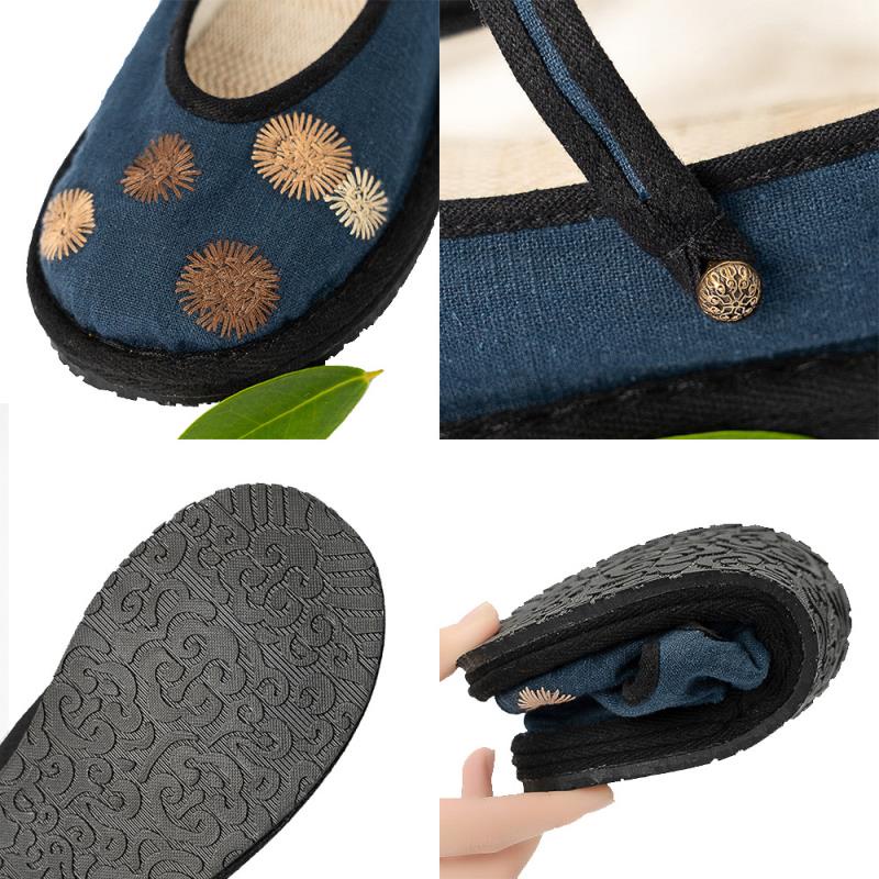 Giày Vải Cotton Lanh Thêu Họa Tiết Phong Cách Bắc Kinh Cổ Điển Mẫu Mới 2020 Thời Trang Mùa Thu 2020 Dành Cho Bạn Nữ A7