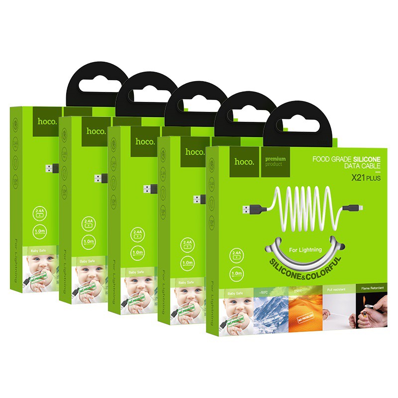 Dây Sạc ip,Cáp Sạc Hoco X21 Plus Dây Silicon Mềm Dẻo Chống Cháy Hàng Bảo Hành 12 Tháng.