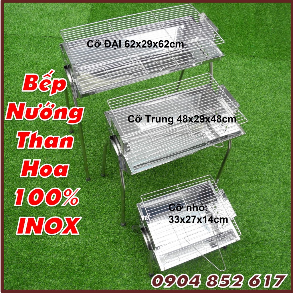 BẾP NƯỚNG THAN HOA thay đổi chiều cao, INOX toàn phần 100%