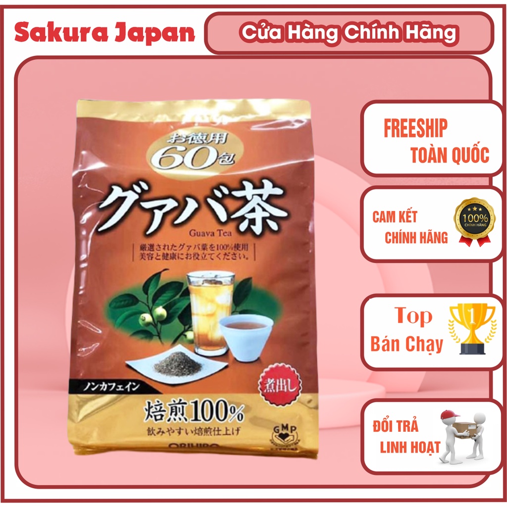 Trà ổi giảm cân Orihiro Nhật Bản trà lá ổi Orihiro Tea hỗ trợ giảm mỡ thừa cải thiện tiêu hóa 60 túi