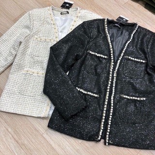 Áo dạ tweed đính ngọc