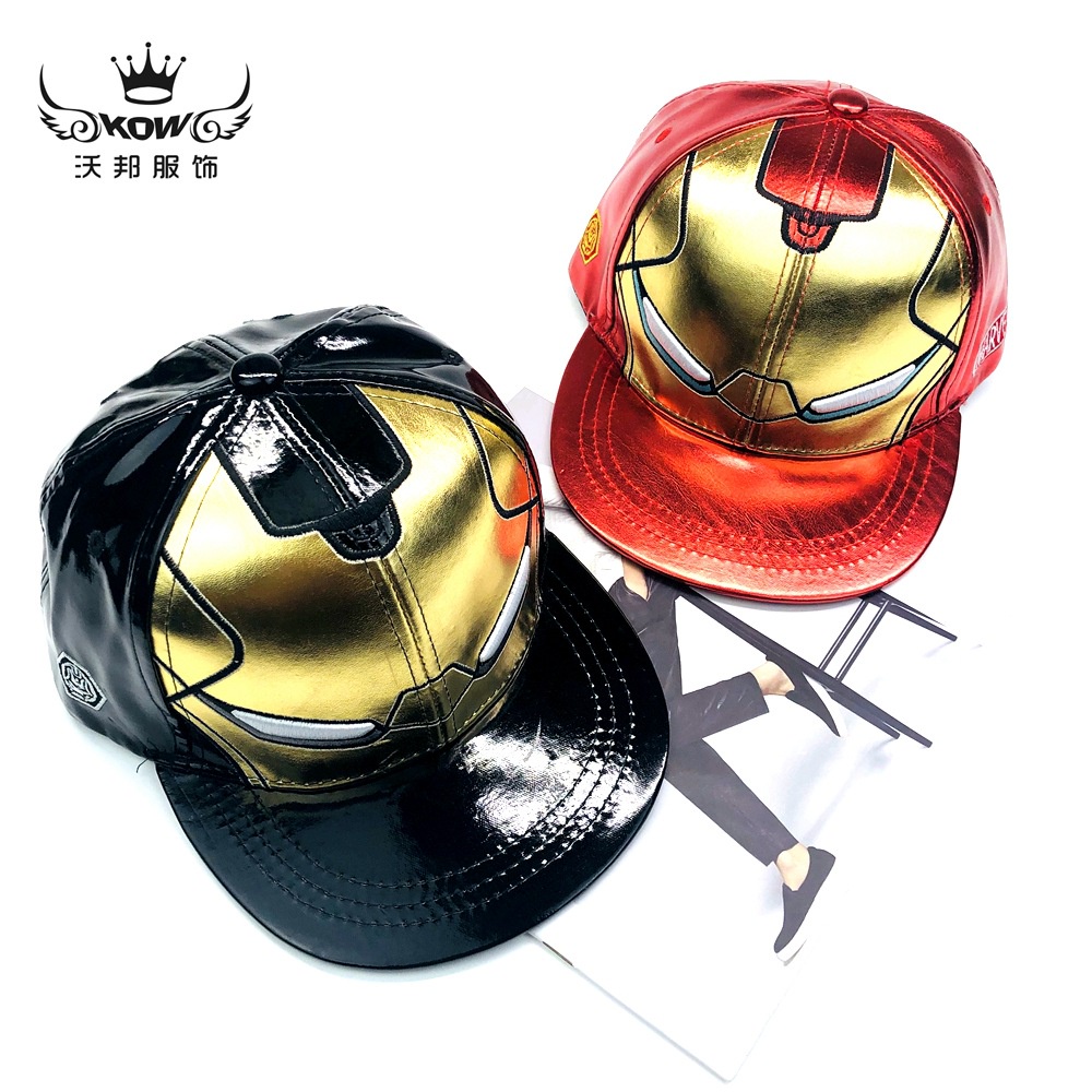 Mũ Lưỡi Trai Da Giả Phong Cách Hip Hop In Hình Iron Man Cá Tính Cho Bé