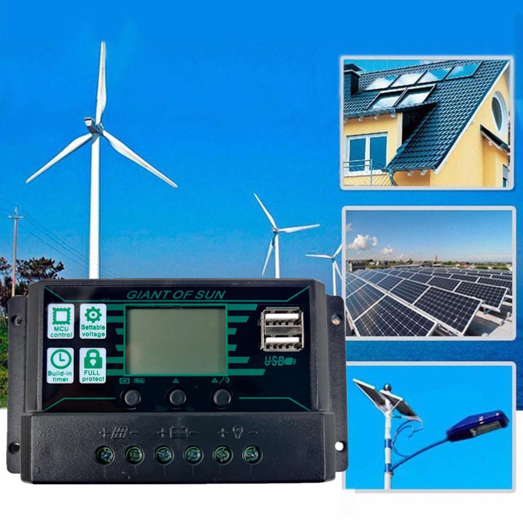 Bộ điều khiển sạc năng lượng mặt trời 20-60A màn hình LCD MPPT PWM 20A cao cấp