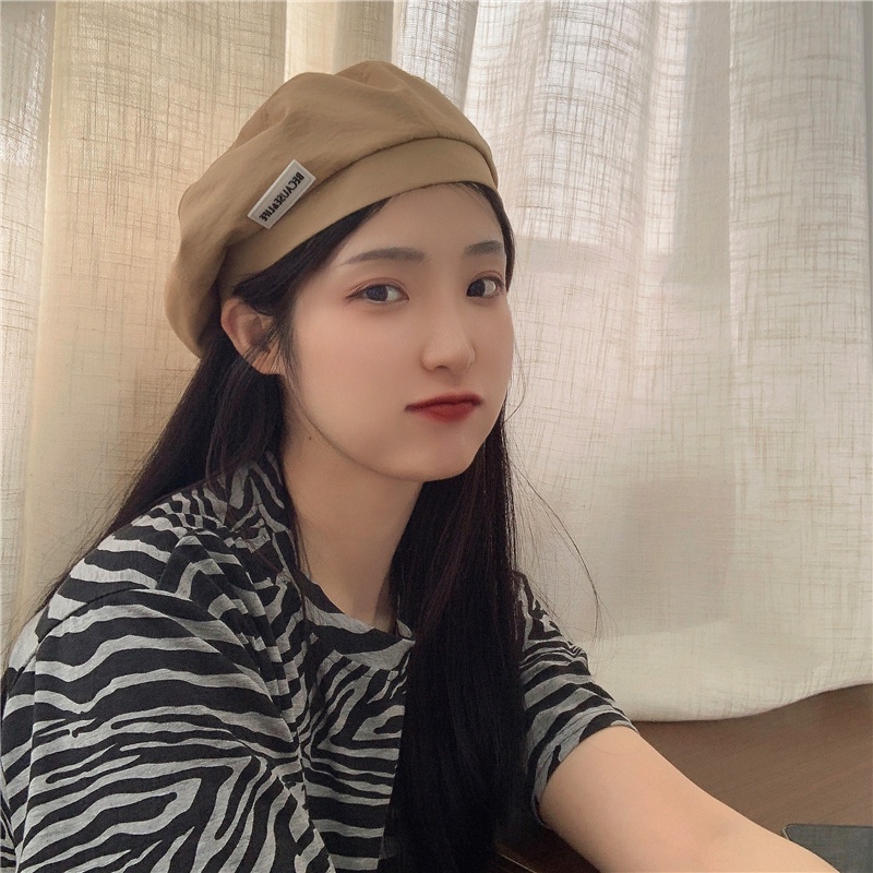 Mũ Beret Mỏng Thoáng Khí Màu Đen Phong Cách Nhật Bản Thời Trang Mùa Hè Cho Nữ