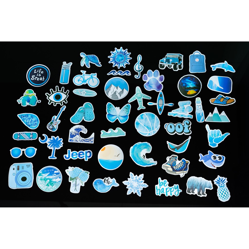 Sticker chủ đề Blue Xanh Dương M3 chống nước lâu phai trang trí mũ bảo hiểm, đàn, guitar, ukelele, macbook, laptop