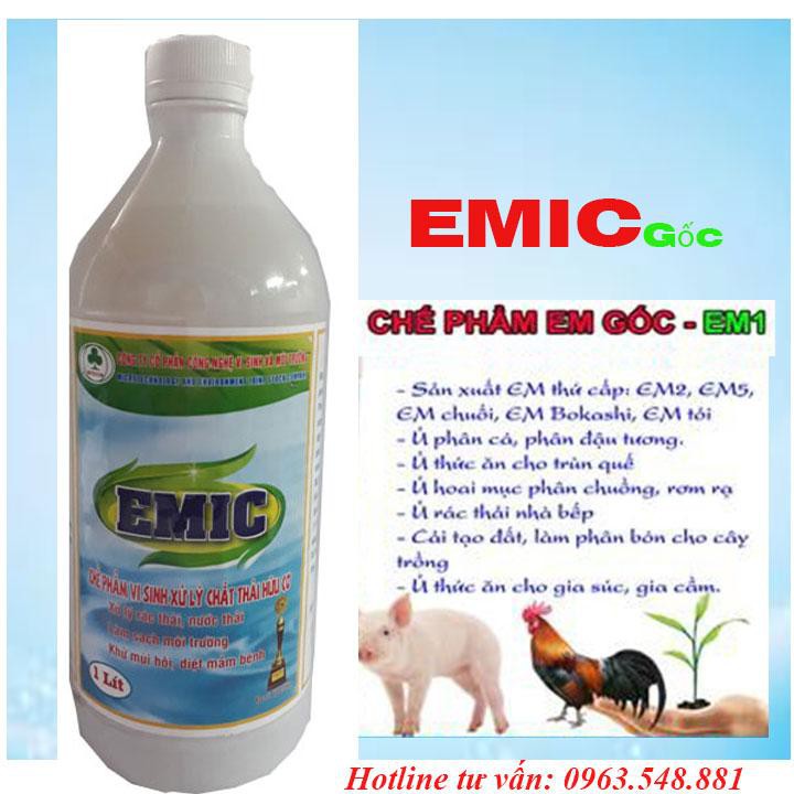 Chế phẩm sinh học EM-EMIC gốc. Ủ phân chuồng, ủ rác thải nhà bếp, ủ phân cá. Chai 1L