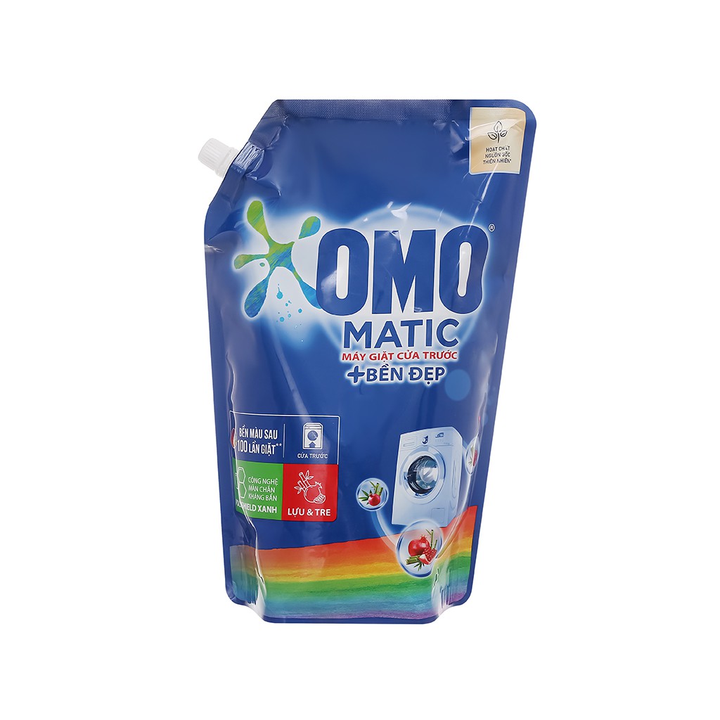 Nước giặt OMO Matic bền đẹp cửa trước lựu và tre túi 1.9 lít