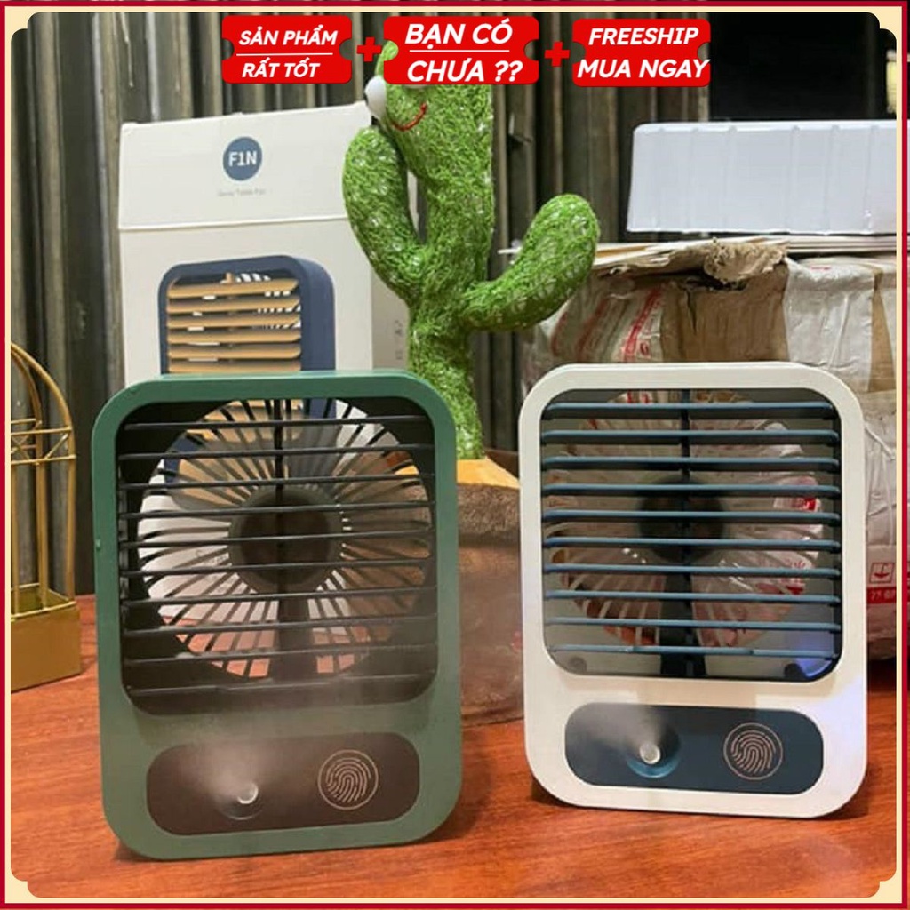 Quạt Tích Điện Phun Sương Để Bàn Cần Tay 3 Chế Độ Mát Làm Lạnh Phun Hơi Nước Hàng Hiệu Cao Cấp Kích Thước 120x55x160mm