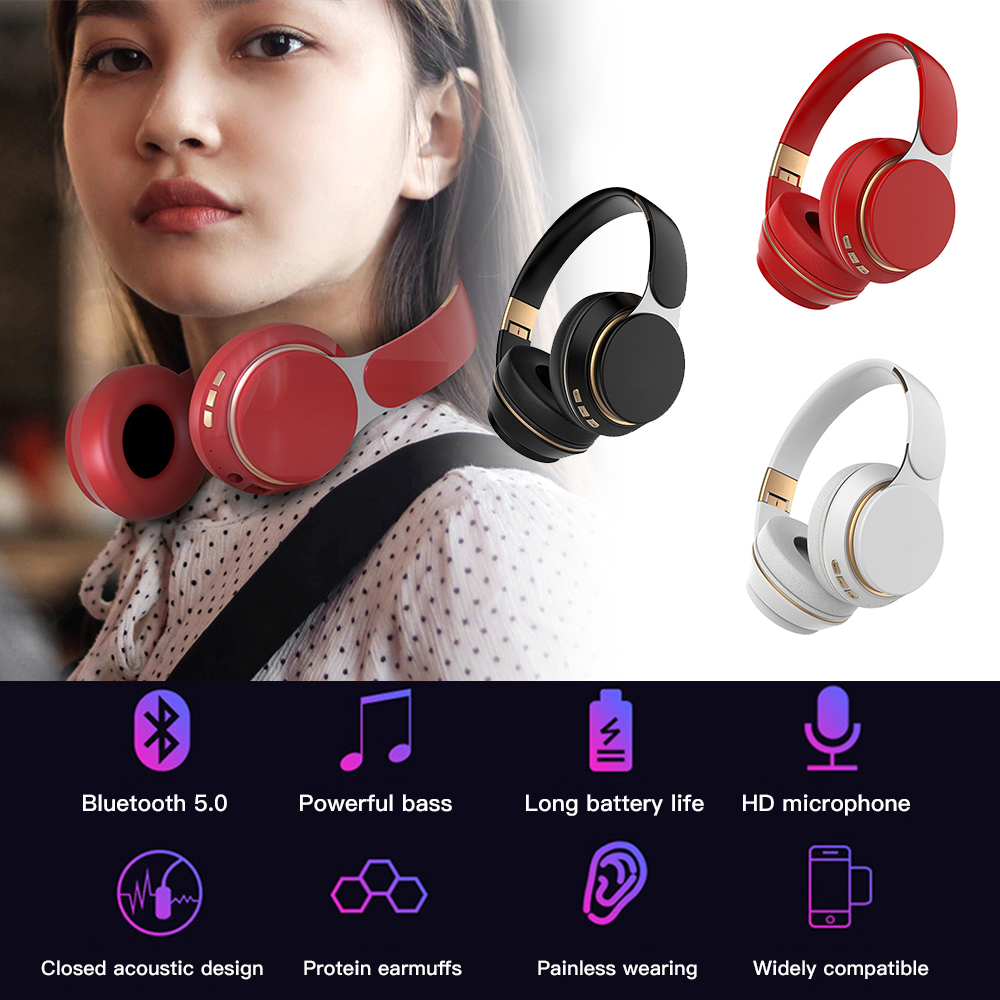 Wireless Headphones Bluetooth 5.0 Headset Foldable Stereo Adjustable Earphones With Mic For Pc TV Xiaomi Huawei