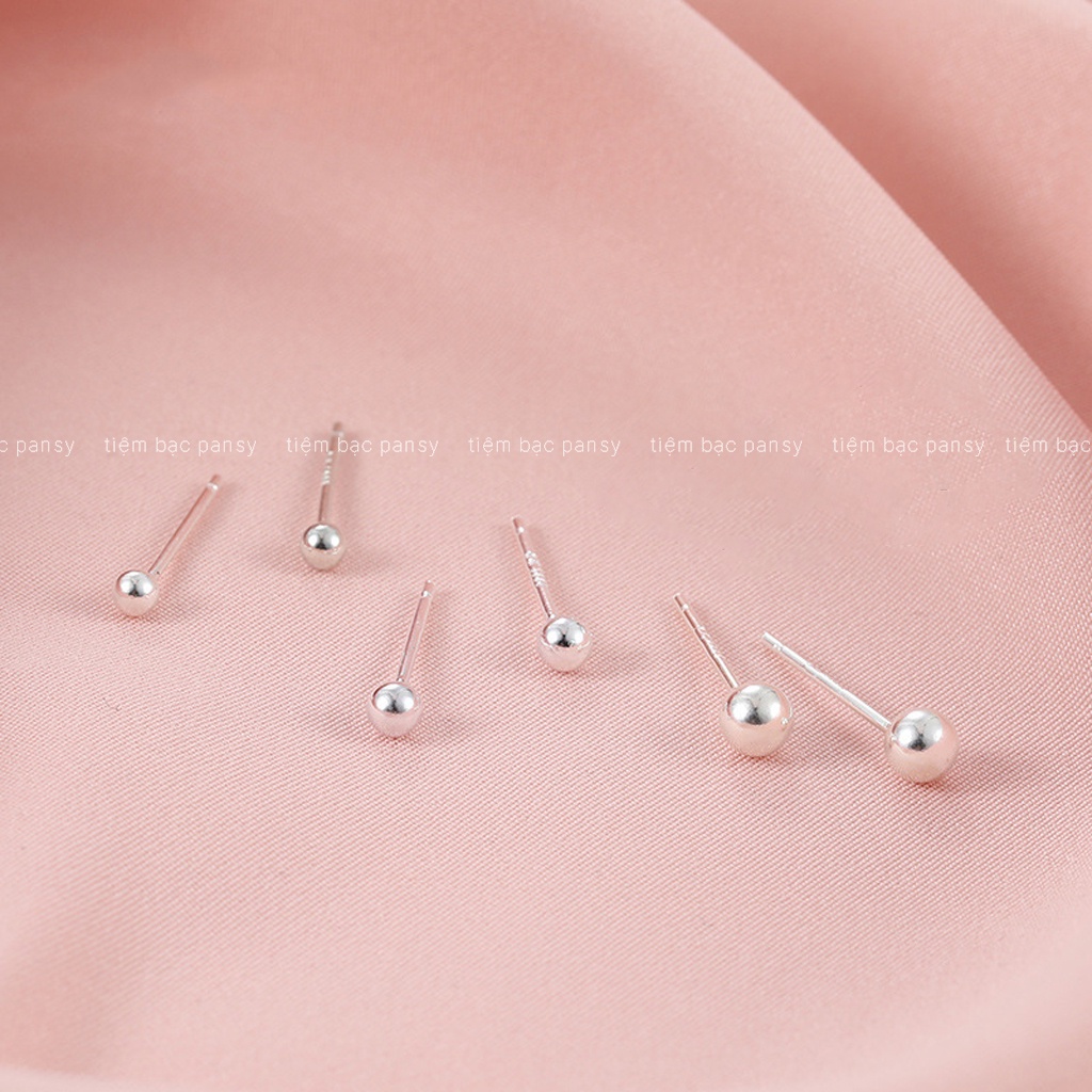 Khuyên tai nụ bi bạc ta nam nữ đều đeo được, bông tai Unisex chất liệu bạc thật nguyên chất