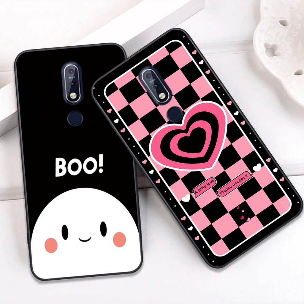 Ốp lưng điện thoại nokia 5.1 plus / 6.1 plus / 7.1 / 7.1 plus / nokia 8.1 in hình caro đơn giản, gấu lucky, Boo