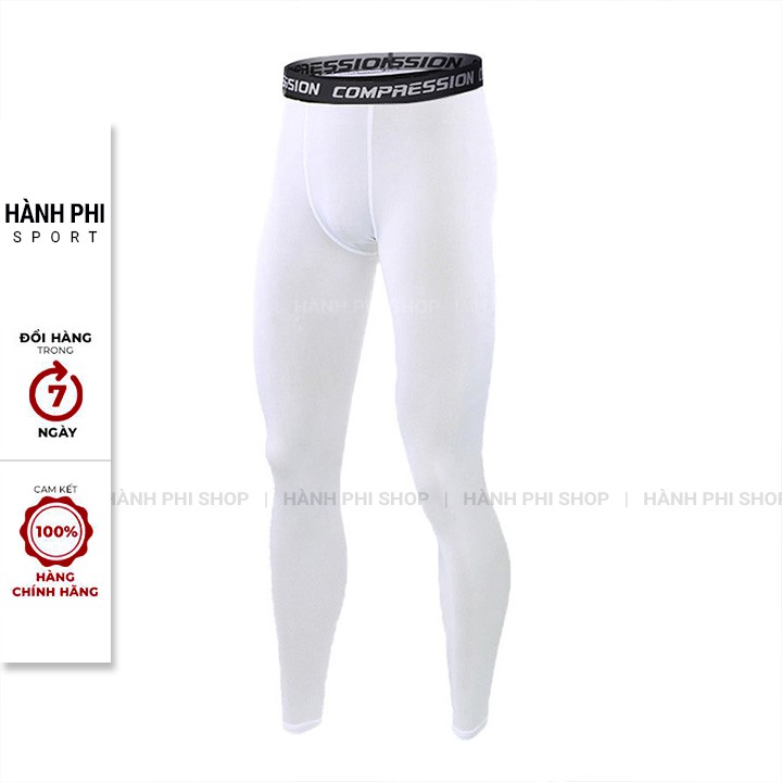 Quần Legging Nam Loại Dài HÀNH PHI SHOP - Quần Thể Thao Nam Dài Trắng Chuyên GYM Bóng Rổ Bóng Đá SPORTWEAR - Màu Trắng