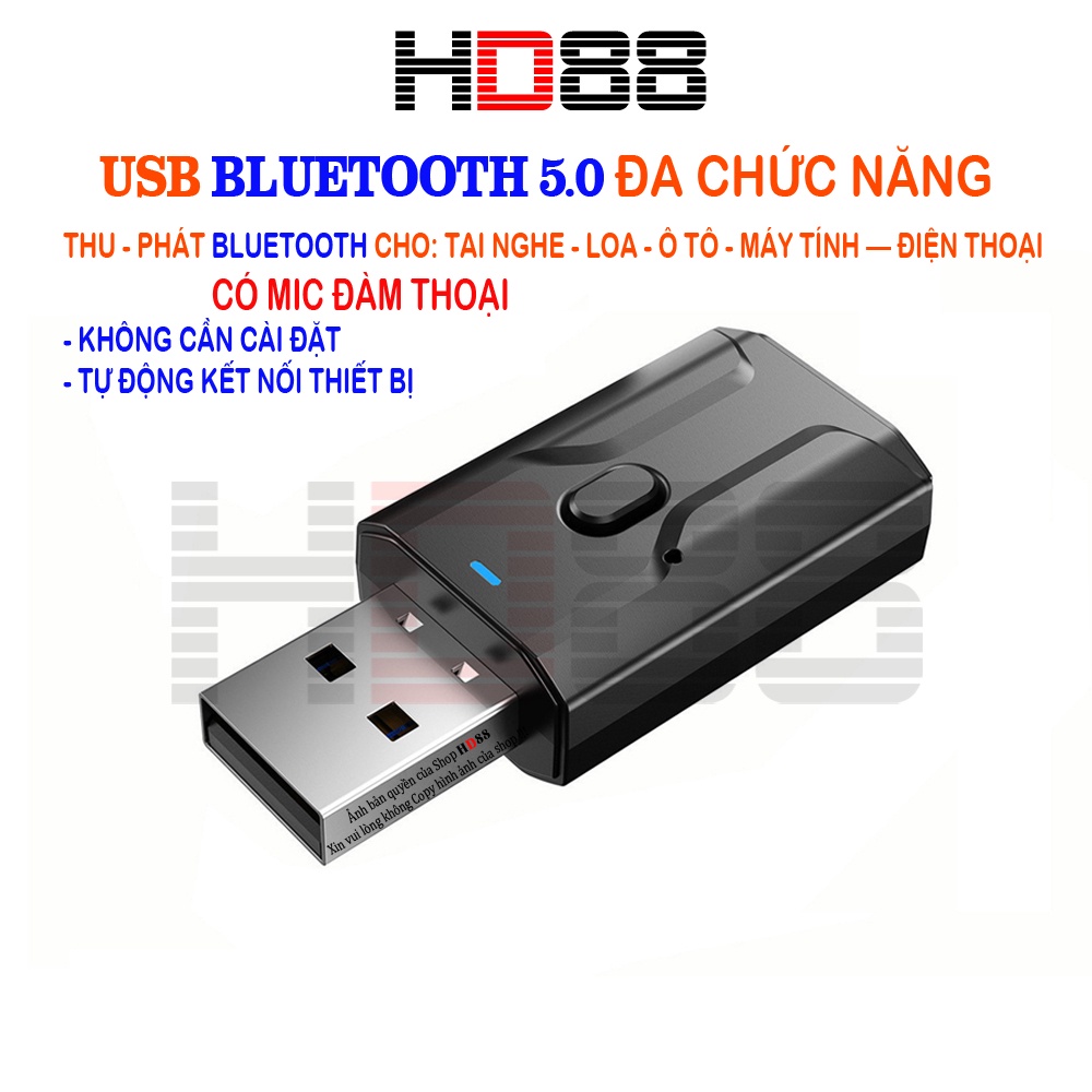 USB Bluetooth 5.0 Đa chức năng thu-phát âm thanh Aux Rca cổng cắm Usb 3.5mm cho PC-laptop,loa thường=> có BLT