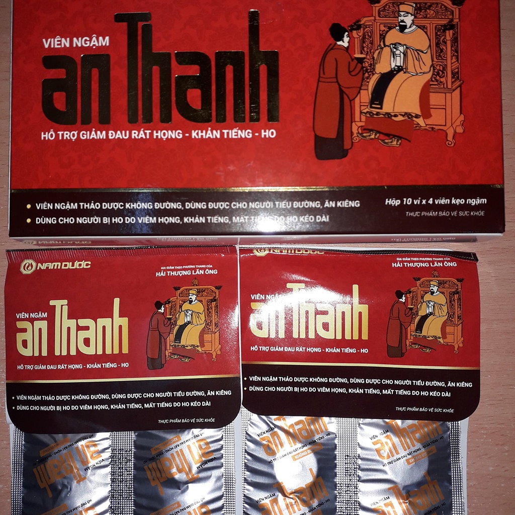 Kẹo Ngậm An Thanh - Giảm Ho, Giảm Đau Rát Họng - Hộp 10 vỉ x 4 viên - Nam Dược