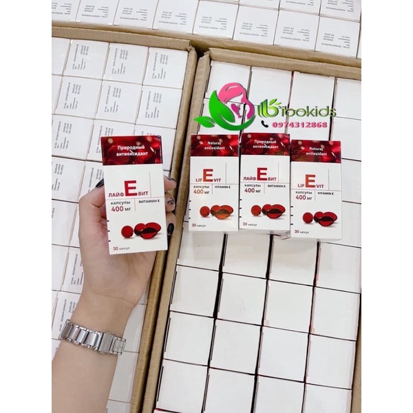 Viên uống vitamin E đỏ Nga, hộp thủy tinh 400iu