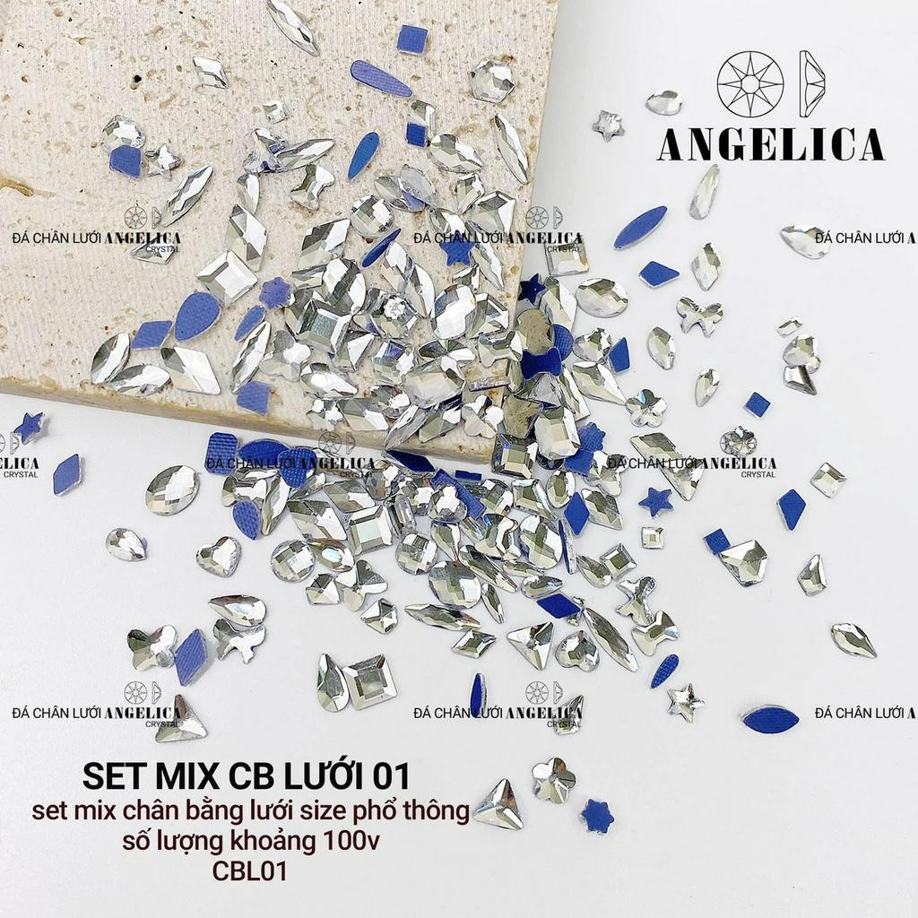 Set đá chân bằng chân lưới 100 viên siêu bền màu trắng, vàng trà chân lưới trang trí móng, phụ kiện ngành nail
