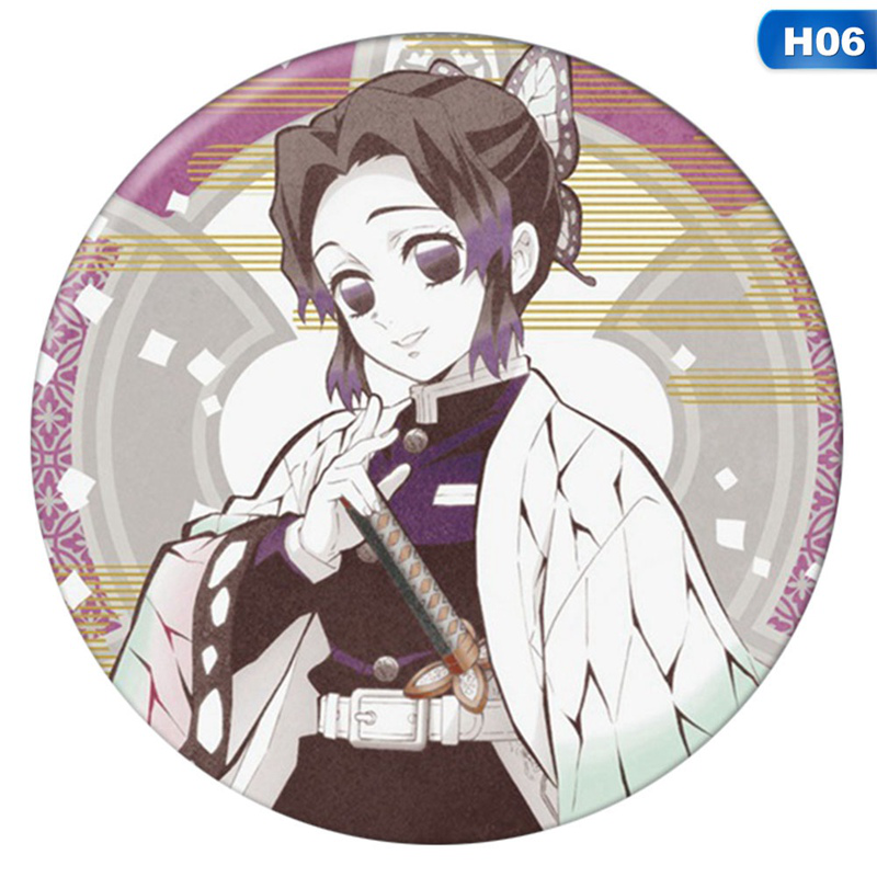 flowersqueen Huy hiệu cài áo phong cách hoạt hình Kimetsu No Yaiba xinh xắn