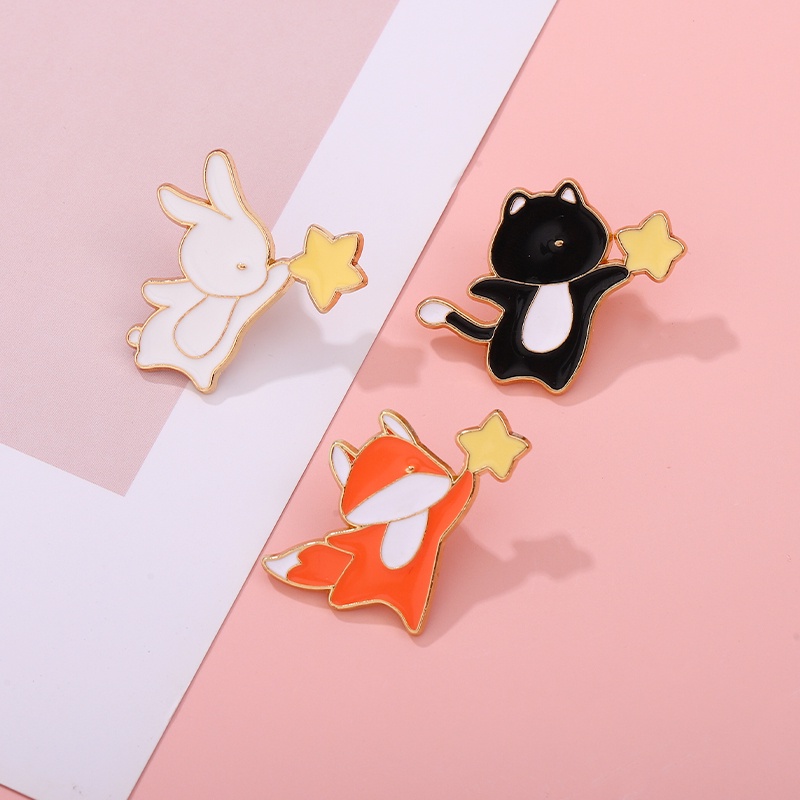 Huy Hiệu Cài Áo Hình Mèo / Cáo Hoạt Hình Đáng Yêu