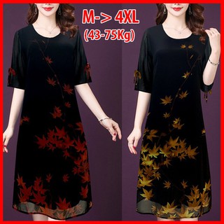 GOTI - ĐẦM SUÔNG TUỔI TRUNG NIÊN SIZE LỚN KIỂU ĐẦM DỰ TIỆC TRUNG NIÊN CAO CẤP IN HOA GOTI 3315