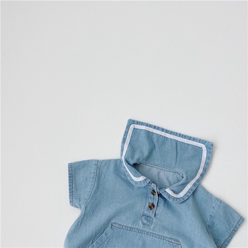 Bodysuit denim bò phong cách thuỷ thủ Hàn Quốc cho bé trai