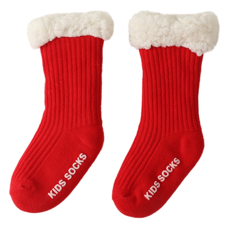 Vớ Cotton Len Lông Cừu Dày Dặn Chống Trượt Màu Trơn Giữ Ấm Mùa Đông Dành Cho Bé Trai Gái