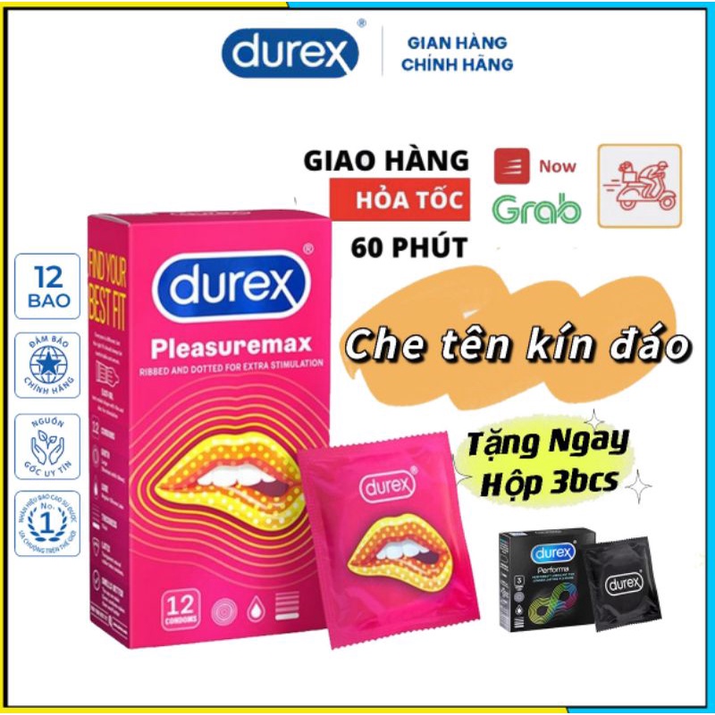 Bao Cao Su Gai [ TĂNG CỌ SÁT ] bao cao su Durex Pleasuremax hộp 12 bao