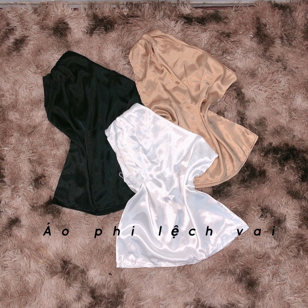 Áo phi lụa lệch 1 tay bảng màu thật U1610