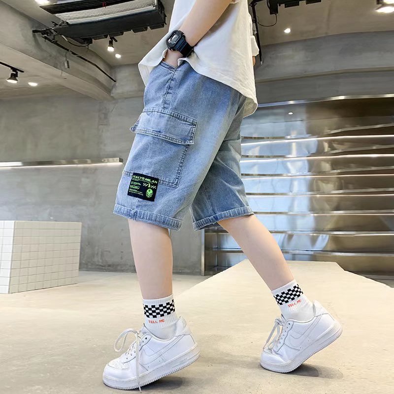 Quần short BXPB denim dáng rộng nhiều túi thời trang mùa hè cho bé trai