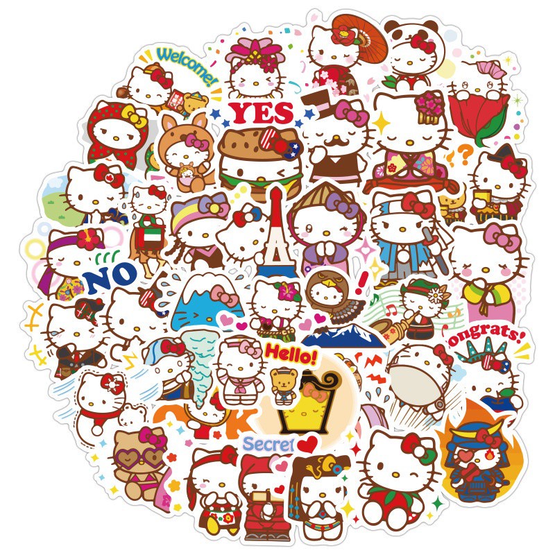 Set 40 sticker Hello Kitty chống thấm nước