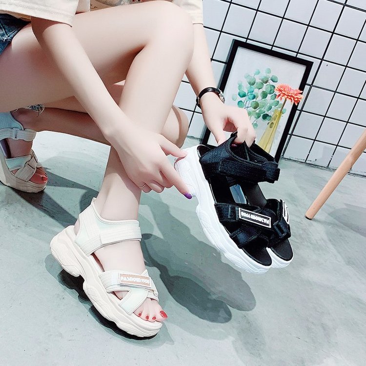 Thick Bottom Cross Strap Velcro Sports Sandals for Women sandal nữ | BigBuy360 - bigbuy360.vn