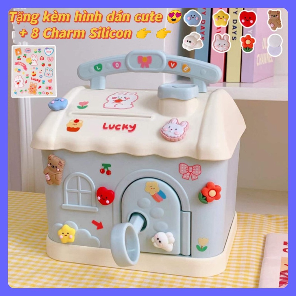 Két đựng tiền tiết kiệm cỡ lớn cao cấp trang trí siêu xinh có khóa hoạt hình tiện lợi quà tặng đẹp rẻ