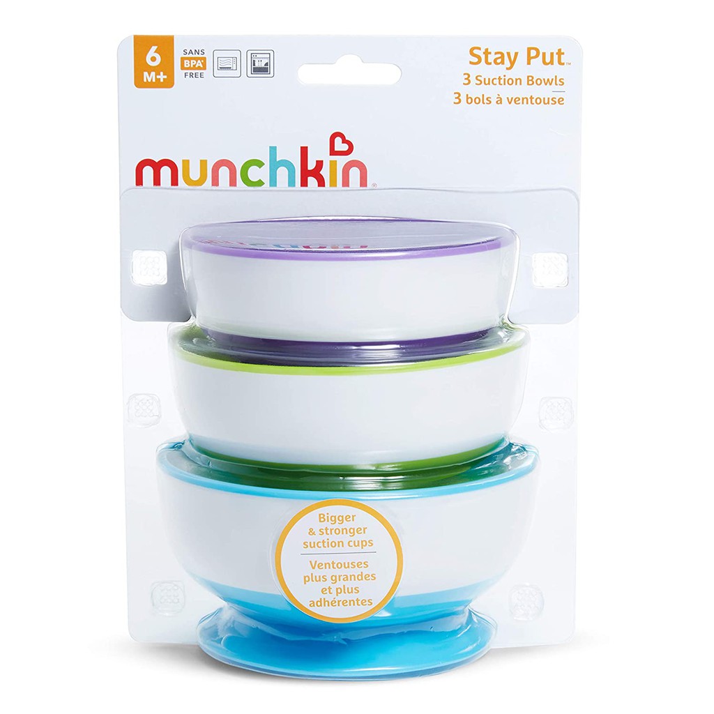 Bát ăn dặm chống đổ có đế hút chân không Munchkin